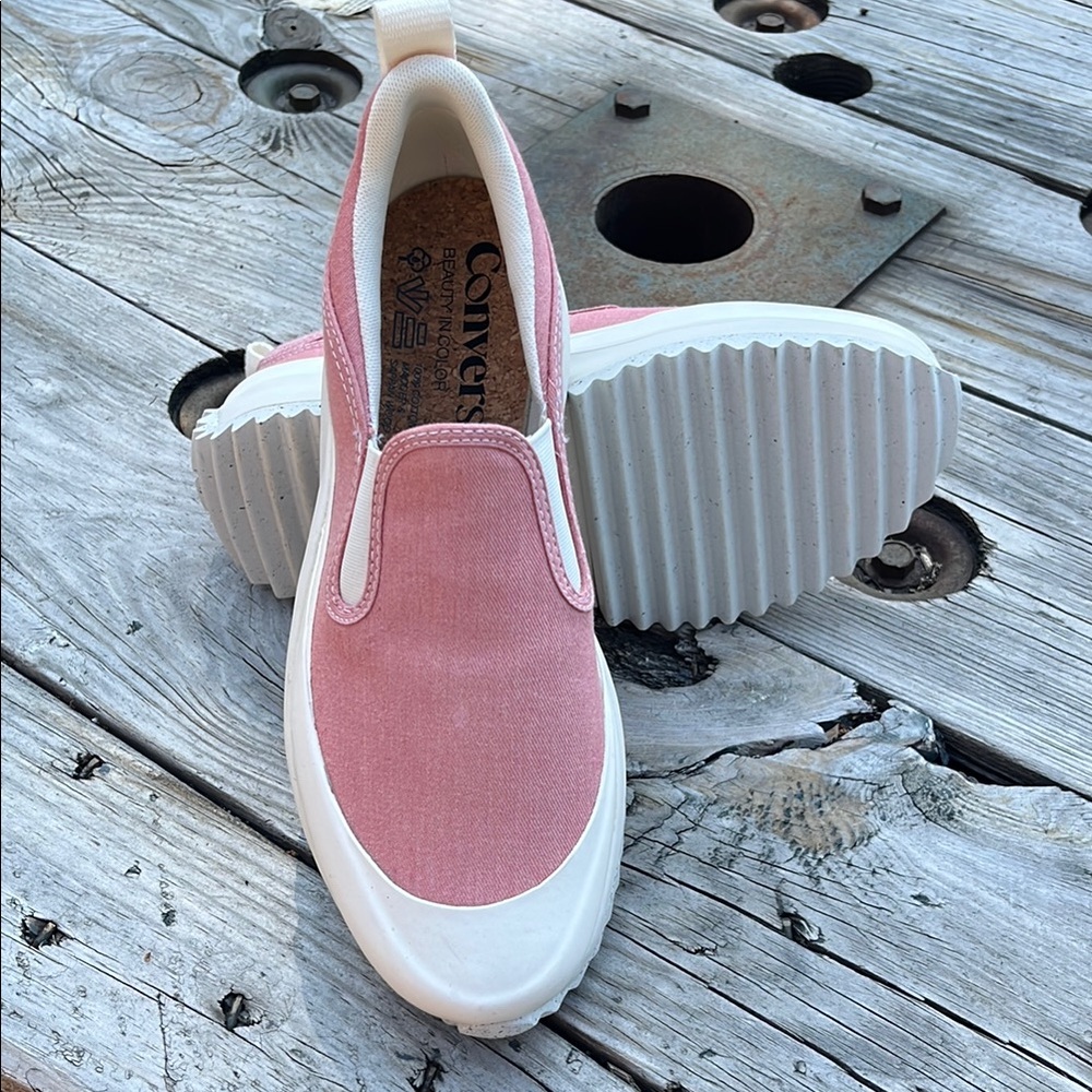 Converse Pink and White Slip-On Sneakers
